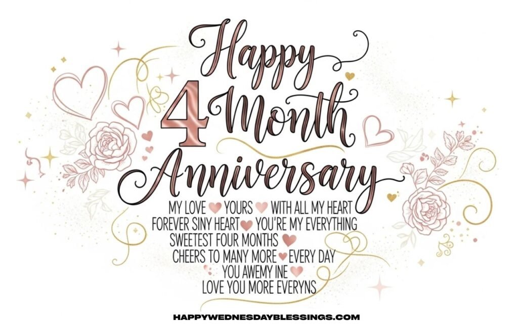 Love Romantic Happy 4 Month Anniversary Wishes